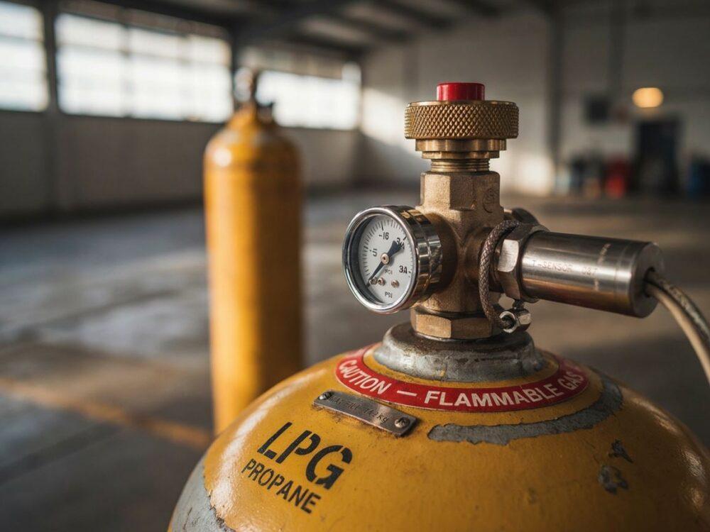 butla z gazem LPG na podwórku