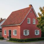 wiśniowy dach na domu